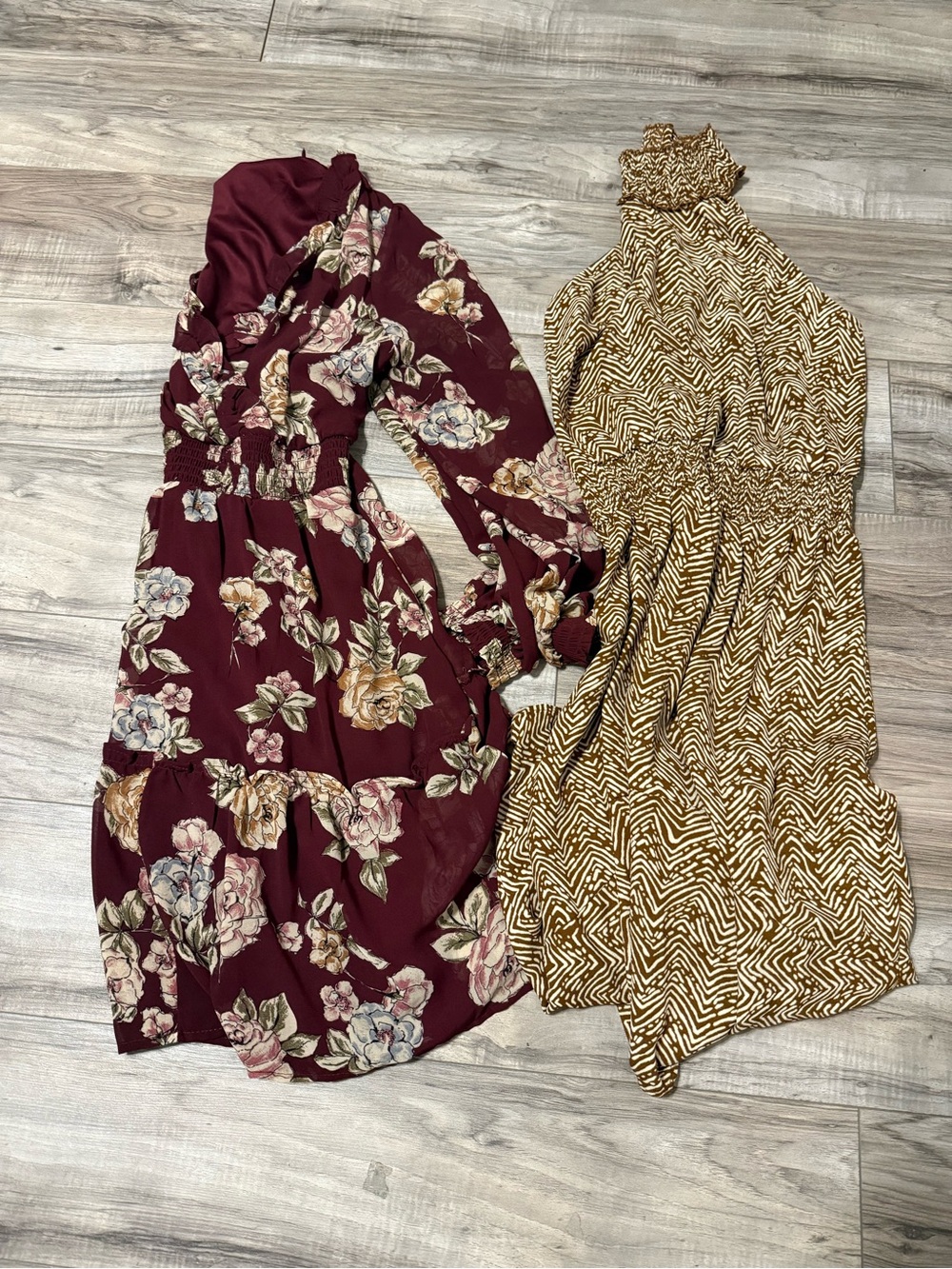 Maurices Burgundy Floral Long Sleeve Dress